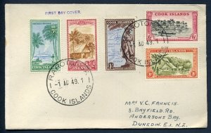 Cook Islands 1949 Set on 2 Small Superb First Day Covers, Superb Pair