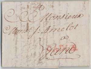 Spain 1783 Cadiz to Ghent Belgium Red Straight-Line Stampless Folded Letter SFL