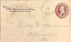 United States California Santa Ana 1887 cork killer  1870-1889  Postal Statio...