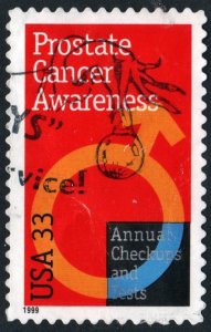 SC#3315 33¢ Prostate Cancer Awareness Single (1999) Used