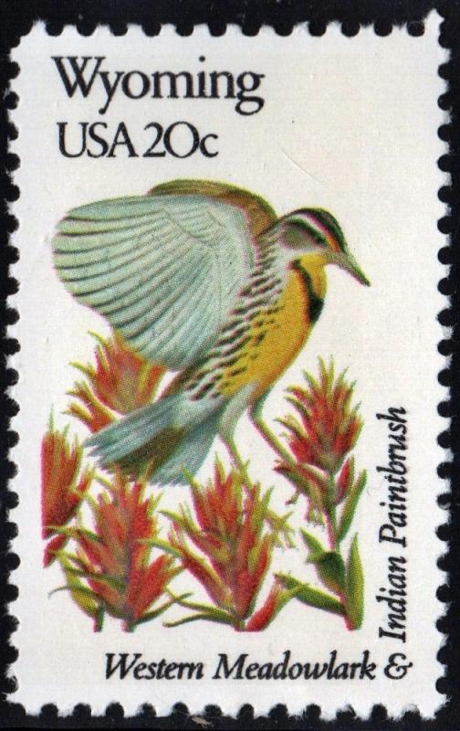 SC#2002 20¢ State Birds & Flowers: Wyoming (1982) MNH