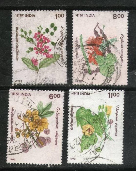 India 1993 Indian Flowering Trees 4v Sc 1455-58 Used Set Inde Indien