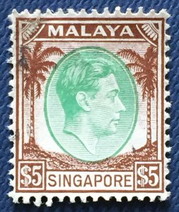 Malaya SINGAPORE 1948 KGVI $5 Fine Used SG#15 M4783