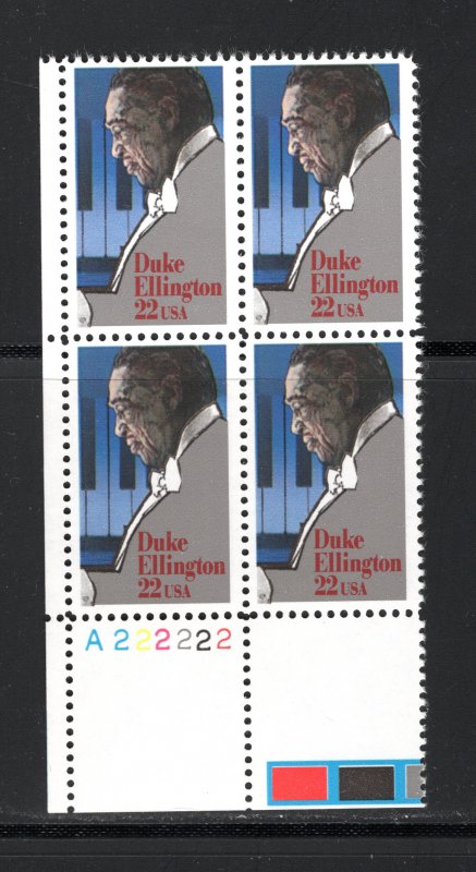 US #2211,  Plate # Block, VF, MNH, Duke Ellington, CV $2.50 ...... 6785903