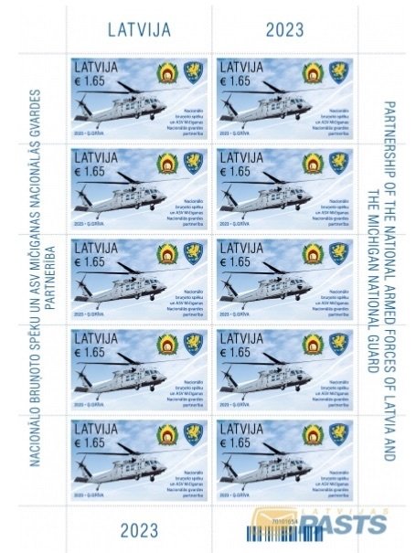 Latvia 2023 Partnership Armed Forces and Michigan National Guard sheetlet MNH