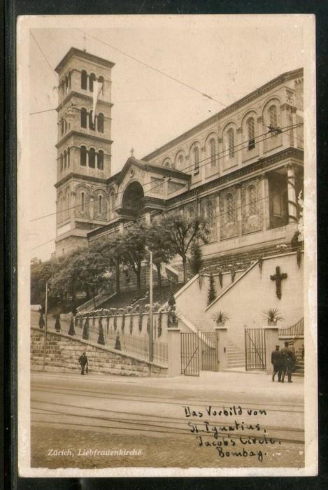 Switzerland 1937 Zurich Church of Our Lady Used View Post Card to India # 145...