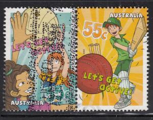 Australia 2009 used Scott #3166-#1367 Se-tenant pair 55c Netball, Cricket - K...