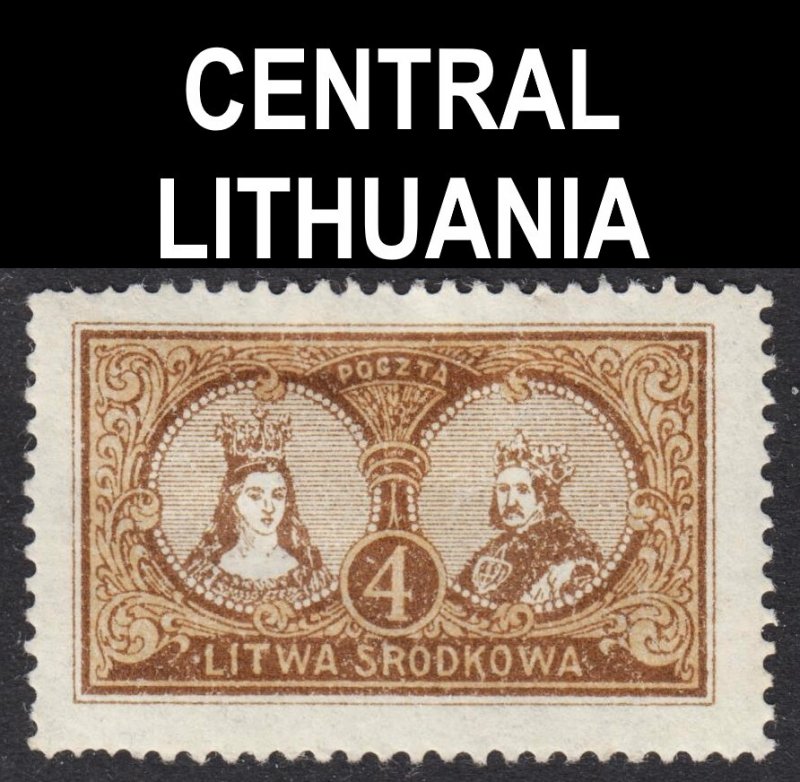 Central Lithuania Scott 38 perf 13 1/2 F to VF mint OG HHR. Lot # A