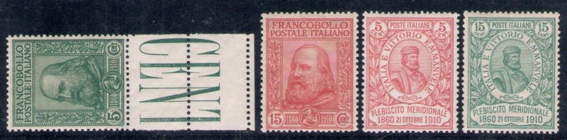 1910 Italy - Kingdom - Garibaldi, Saxon Catalog No. 87-90, 4 Values, MNH**