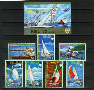 EQUATORIAL GUINEA 1972 WATER SPORTS/OLYMPIC GAMES KIEL 7 STAMPS & S/S  MNH 