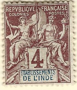 French India SC #3 F-VF Mint OG hr.....Exotic area of French Colonies!