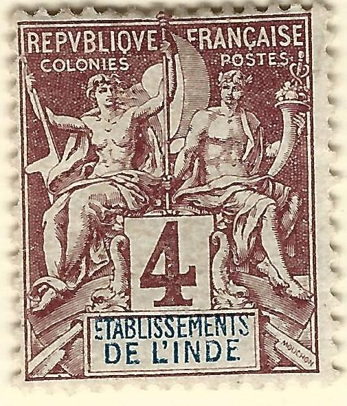 French India SC #3 F-VF Mint OG hr.....Exotic area of French Colonies!