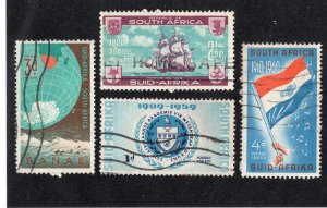 South Africa 1959-62 Group of 4 Commemoratives, Scott 219-220, 236, 282 used