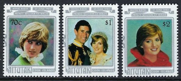 Aitutaki Sc #268-270:  Birth of Prince William of Wales, 1982 MNH. CV $4.20