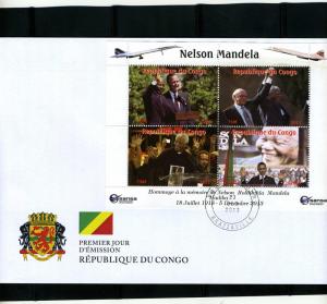 Congo 2013 NELSON MANDELA & BARACK OBAMA Sheet Perforated in FDC