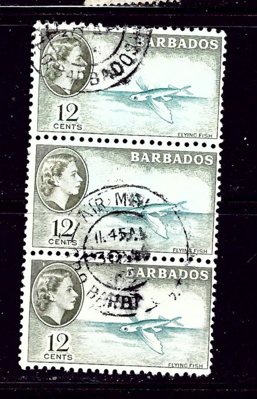 Barbados 242 Used 1953 Strip of 3