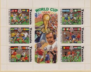 TANZANIA MNH Scott # 1174i World Cup Soccer Football 1994 (6 Stamps) -e