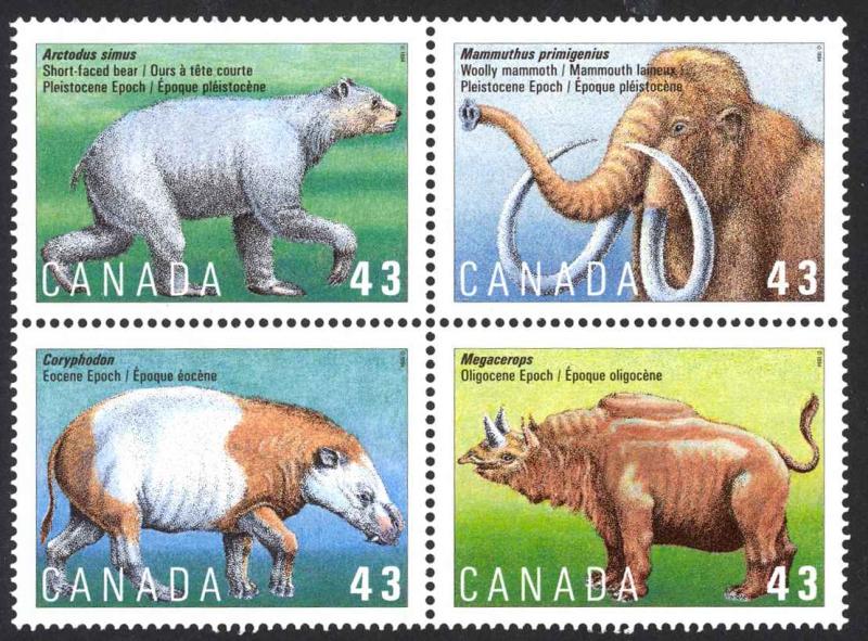 Canada 1994 , MNH Block  43¢ Prehistoric Mammals # 1532a