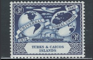Turks & Caicos Islands 1949 UPU Omnibus Issue 3p Scott # 102 MH