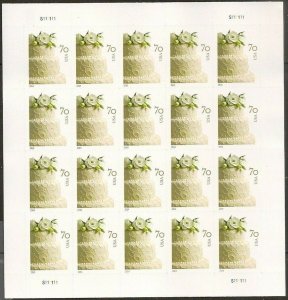 Wedding Cake Sheet of 20 U.S. Postage 70 cent Stamps Scott 4867