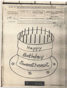 APO 790, Italy to NY 1944 Happy Birthday Sweetheart, Illust. V-Mail (M6216)