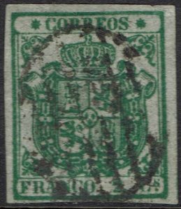 SPAIN 1854 ARMS 2C IMPERF ON THIN PAPER USED EXPERTISED