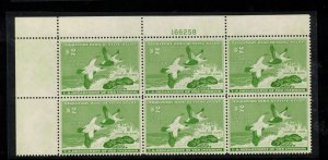 USA #RW24 Extra Fine Never Hinged Plate #166258 Upper Left Block Of Six