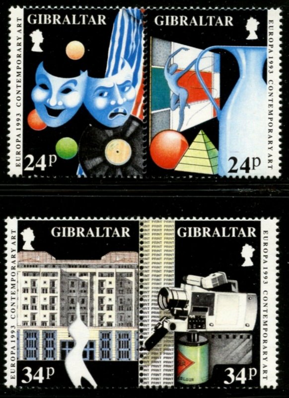 GIBRALTAR Sc#626-629 in Pairs 1993 Europa Contemporary Art Complete Mint NH