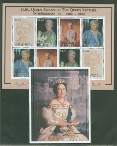 Dominica #1974-1975v Mint (NH) Souvenir Sheet (Queen) (Royalty)