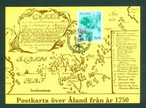 Aland.  FD Card 1984.  Aland Map 1750 Scott # 17.