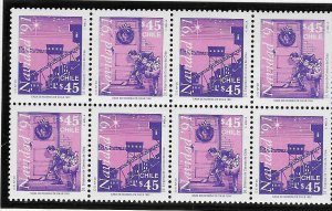 Chile #984-985 60p Christmas 1991 block of 8, 4 pairs  (MNH) CV $10.00