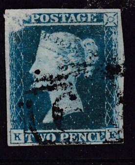 Great Britain 1841 QV 2d blue From an Old Tyme Collection  F/VF/Used(o)