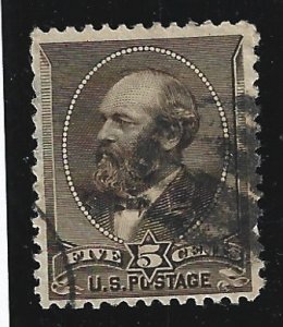 U.S. Scott #205 Used 5c Garfield stamp   2019 CV $12.00