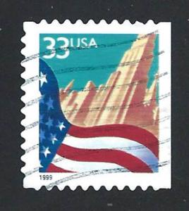 SC# 3278 - 33c - Flag And City, die cut 11 - used single