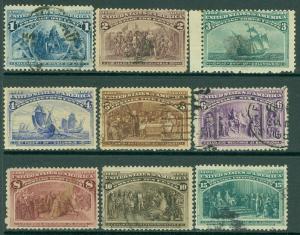 EDW1949SELL : USA 1893 Scott #230-38 Used. Very Fresh. Catalog $165.00.