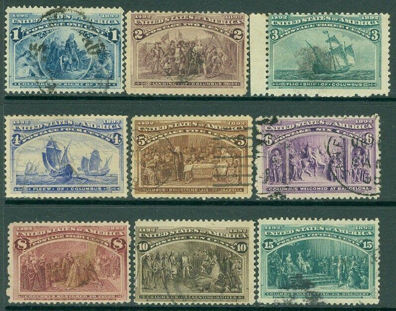 EDW1949SELL : USA 1893 Scott #230-38 Used. Very Fresh. Catalog $165.00.