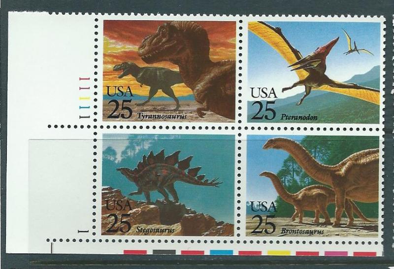 US #2422-25 Prehistoric Animals PB of 4 (MNH) CV $3.50