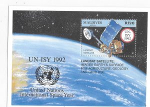 Maldives 1992 Anniversaries and Events Landsat Satellite S/S Sc 1817 MNH C3