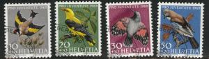 Switzerland Scott B386-389 used CTO 1969 Bird semipostal set