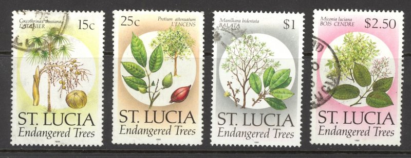 St. Lucia Sc# 954-962 (assorted) Used 1990 Trees in Danger of Extinction