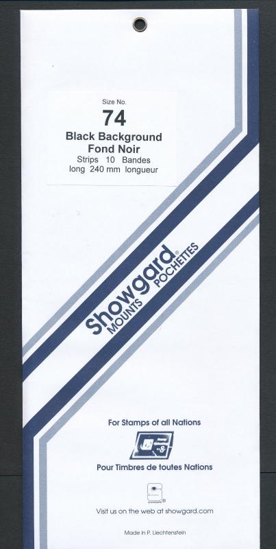 Showgard Stamp Mount Size 74/240 mm - BLACK (Pack of 10) (74x240  74mm)  STRIP 