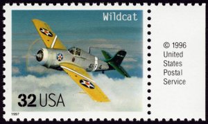 USA #3142t 32c MNH (Classic American Aircraft - Wildcat)