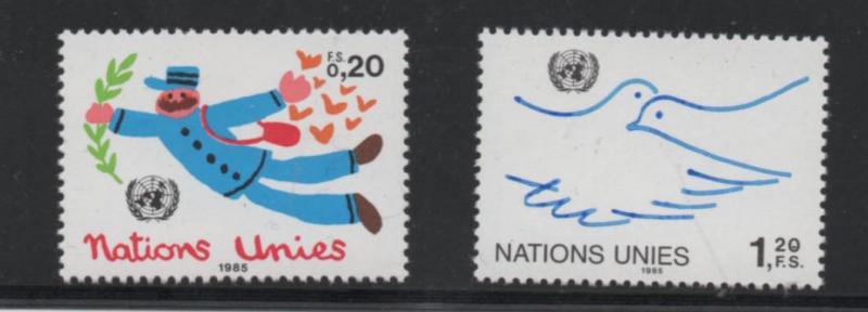 SCOTT#  133-134  singles     MNH   UN  GENEVA   1985