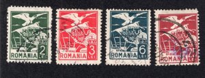 Romania 1929 2 l, 3 l, 6 l & 25 l Officials, Scott O4-O5, O7, O9 used