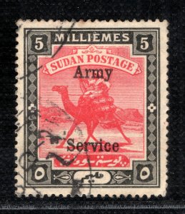 SUDAN Army Official Stamp Overprint 5m CAMEL POST Used 1906 YELLOW441