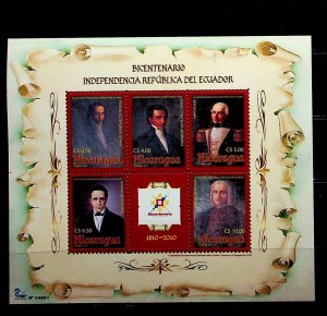 NICARAGUA Sc 2515 NH MINISHEET OF 2010 - FAMOUS PEOPLE - (CT5)