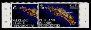 FALKLAND ISLANDS - Dependencies QEII SG112 + 112a, 1982 £1 + £1 NH MINT. Cat £92