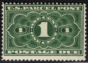 US# JQ1 1c Dark Green Parcel Postage Due MINT Hinged SCV $8.00