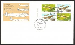 Canada Sc# 875-876 FDC inscription block 1980 11.10 Military Aircraft