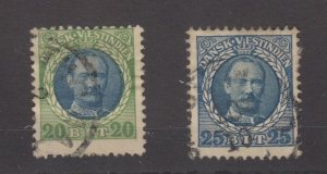 Danish West Indies 1907 20B/25B SG63/64 Fine Used JK2524